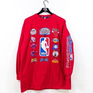 2003 2004 NBA Team Logo Long Sleeve T-Shirt Y2K Large Basketball Retro
